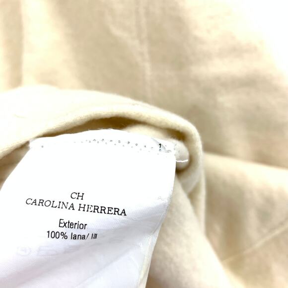 Carolina Herrera Tank Top Women's Size 2 US S Wool V-Neck Sleeveless Cream - Picture 5 of 5